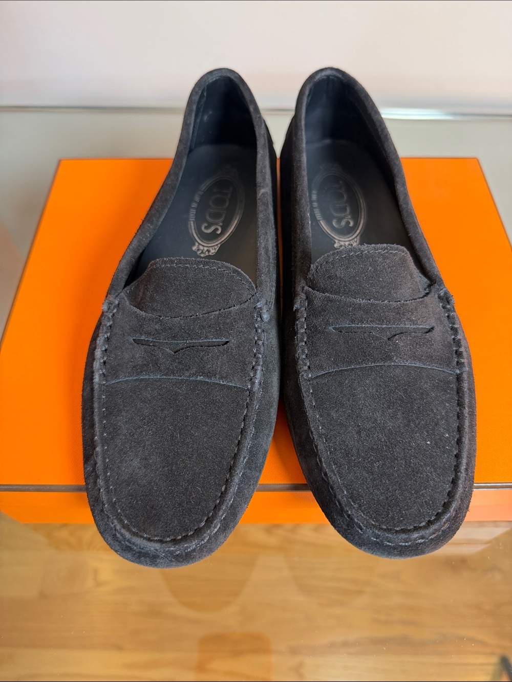 Tod's Black Suede Penny Loafers